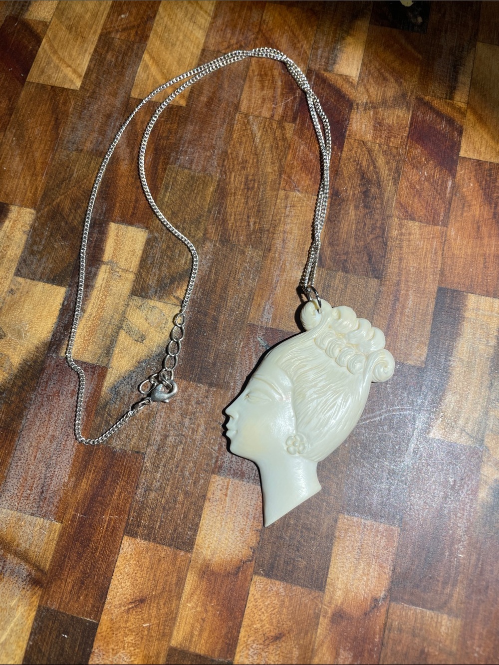 Ivory Cameo Profile Pendant Necklace - Women's Jewelry Tribal
